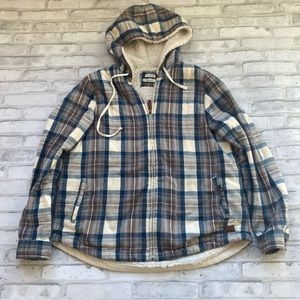 L.L. Bean Women's Scotch Plaid Sherpa Lined Zip Hoodie Size M
